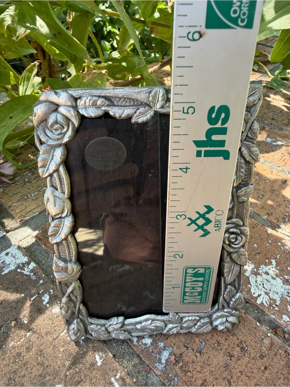 Vintage Weston Gallery Pewter Photo Frame 4X5 Sculpted Rose Blossoms & Buds